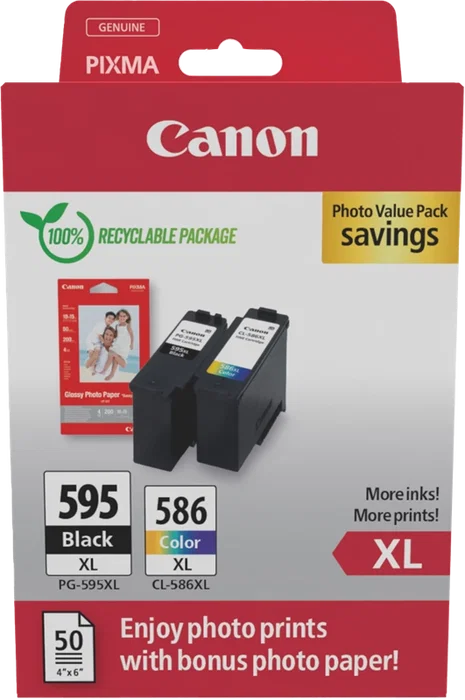 Canon Multipack PG-595XL / CL-586XL con 50 hojas de papel fotográfico Canon Multipack PG-595XL / CL-586XL con 50 hojas de papel fotográfico