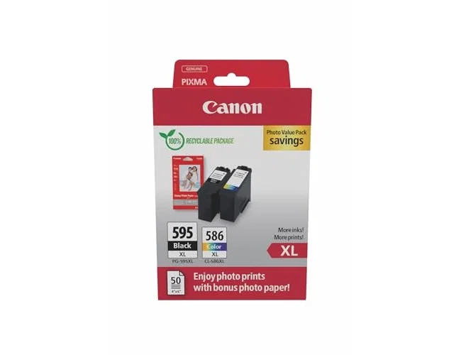 Canon PG-595XL / CL-586XL Photo Value Pack con 50 hojas de papel fotográfico
