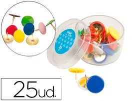Liderpapel Chinchetas Plastificadas Colores Surtidos Caja de 25 Unidades