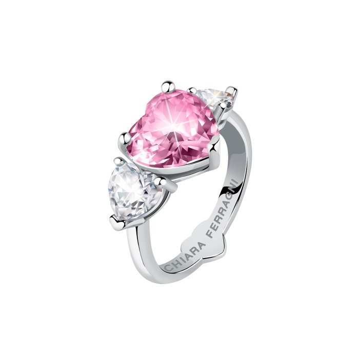 Chiara Ferragni Anillo First Love con circonitas rosas, tamaño 12 Chiara Ferragni Anillo First Love con circonitas rosas, tamaño 12