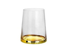 DKD Home Decor Set de 6 Vasos de Cristal Rayado Dorado 400ml