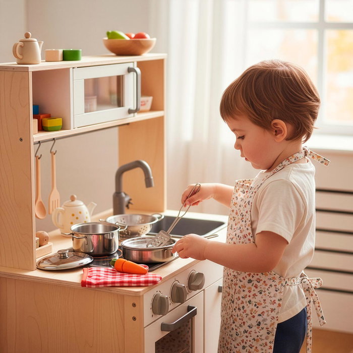 Tachan Mochila con Menaje de Cocina en Acero Inoxidable 11 Piezas para Niños +3 Años