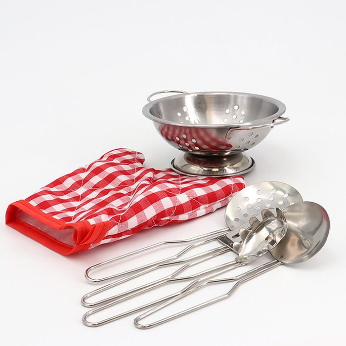 Tachan Mochila con Menaje de Cocina en Acero Inoxidable 11 Piezas para Niños +3 Años