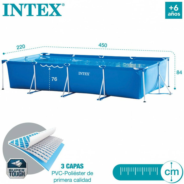 Intex Piscina Frame Rectangular 450X220X84Cm con Bomba
