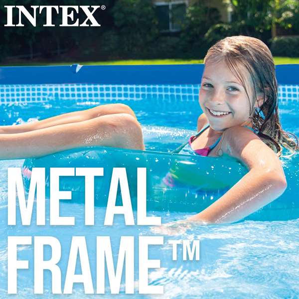 Intex Piscina Rectangular Frame 450x220x84cm con Bomba y Capacidad 7127L PVC+METAL