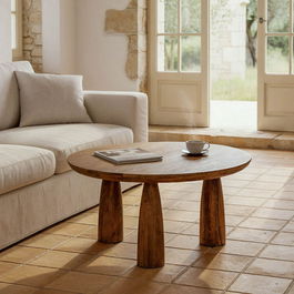 Mesa Centro Madera de Mango Salón 75 X 75 X 37 cm