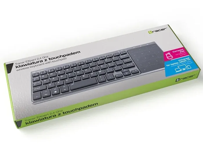 Tracer Expert RF 2.4 GHz Teclado Inalámbrico con Touchpad, Distribución Polaca, Negro