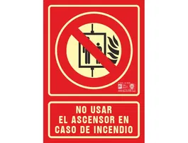 Syssa Pictograma de No Utilizar en Caso de Incendio en PVC Fotoluminiscente 210x297 mm