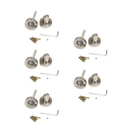 Emuca Lote de 5 condenas con roseta redonda para puertas de interior, diámetro 35mm, Zamak, Níquel satinado