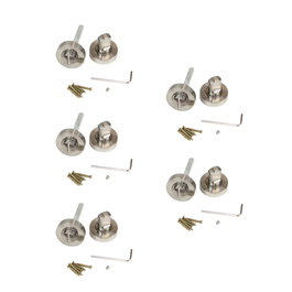 Emuca Lote de 5 condenas con roseta redonda para puertas de interior, diámetro 35mm, Zamak, Níquel satinado