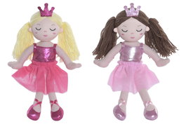 DKD Home Decor Muñeca Princesa de Poliéster en Surtido de 2 Unidades, Fucsia y Rosa