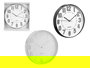 Giftdecor Reloj Redondo 30 cm con Números Rayas Surtidos Plástico y Vidrio Negro Plata Esfera Blanca (Set de 12)