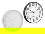 Giftdecor Reloj Redondo 30 cm con Números Rayas Surtidos Plástico y Vidrio Negro Plata Esfera Blanca (Set de 12)