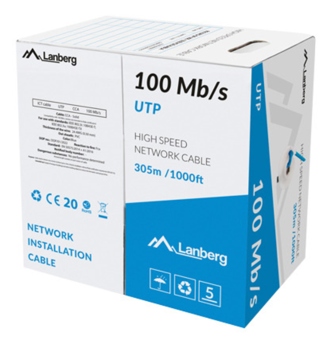 Lanberg Cable de red U/UTP Cat.5 305m CCA Azul