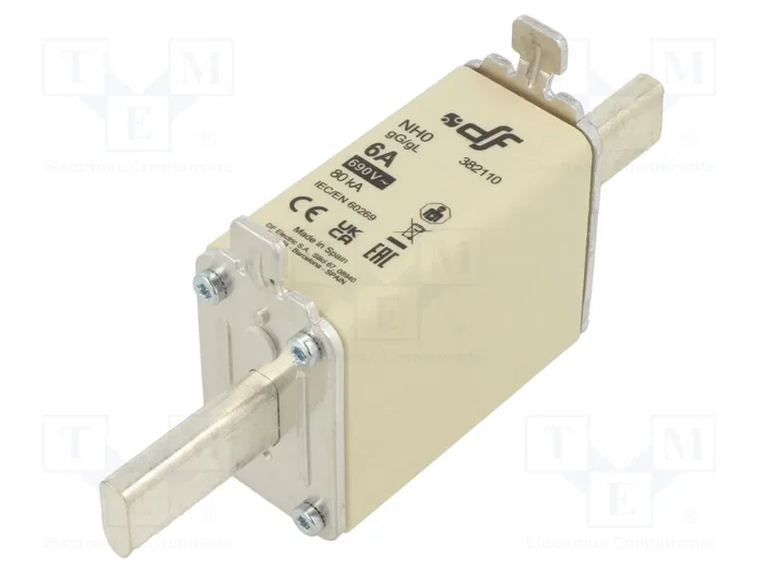 DF ELECTRIC Fusible NH0 de Cerámica 6A 690VAC 440VDC gG DF ELECTRIC Fusible NH0 de Cerámica 6A 690VAC 440VDC gG
