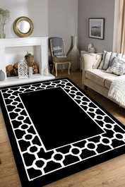 Conceptum Alfombra de Pasillo Bague Black 80x150 cm Poliéster Antibacteriana Antideslizante Lavable