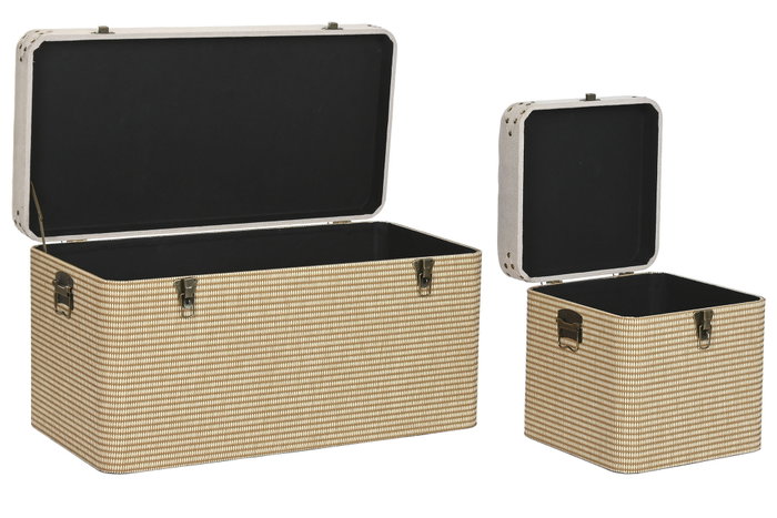 DKD Home Decor Baul Tradicional Beige Natural 80 x 40 x 45 cm Set de 3