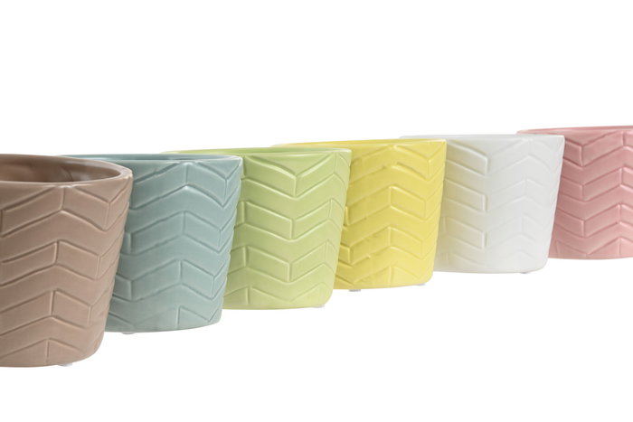 DKD Home Decor Maceta Urban Amarillo Azul 12 x 10 x 12 cm (6 Unidades) Dolomita