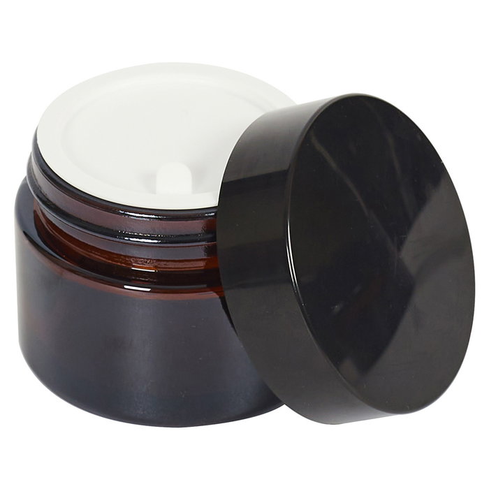 Cosmetic Club Juego 2 Botes Vidrio 50-30 Ml para Cosméticos con Tapa Blanca Interior