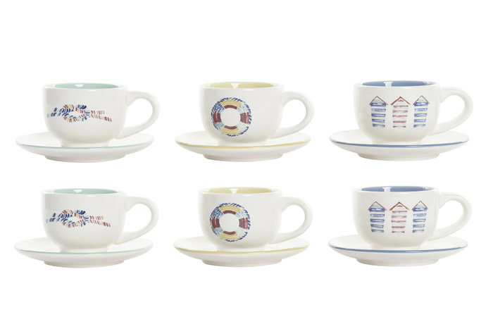 DKD Home Decor Set de 6 Tazas Cafe Mediterraneo Coleccion Salitre Azul Verde Dolomita 23 x 20 x 20 cm Capacidad 180ml Apto Microondas Lavavajillas DKD Home Decor Set de 6 Tazas Cafe Mediterraneo Coleccion Salitre Azul Verde Dolomita 23 x 20 x 20 cm Capacidad 180ml Apto Microondas Lavavajillas