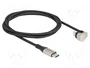 DeLOCK Cable USB 2.0 Tipo-C a Tipo-C con ángulo de 180°, 1 m, 60 W PD 3.0, Negro