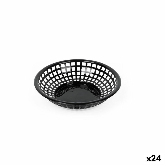 Cesta para el Pan Negro Plástico Redonda 19,6 x 19,6 x 4,6 cm (24 Unidades)