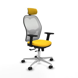 PIQUERAS Y CRESPO Silla de oficina Jorquera con mecanismo Sincro/Traslack, Amarillo y Blanco