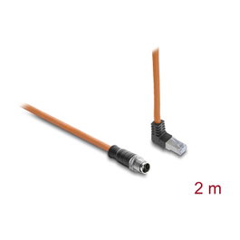 DeLOCK Cable Ethernet M12 X-codificado a RJ45 Acodado 2 m Naranja