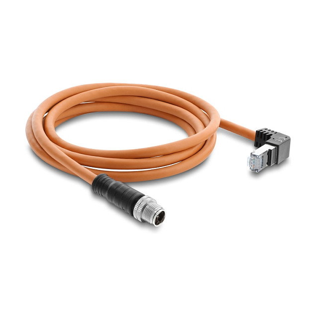DeLOCK Cable Ethernet M12 X-codificado a RJ45 Acodado 2 m Naranja
