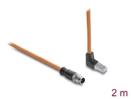DeLOCK Cable Ethernet M12 X-codificado a RJ45 Acodado 2 m Naranja