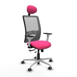 PIQUERAS Y CRESPO Silla de oficina Zulema Rosa y Gris con mecanismo Sincro/Traslack