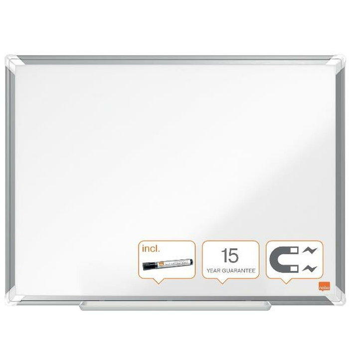NOBO Pizarra blanca magnética Premium Plus de acero lacado con marco de aluminio 200x100 cm