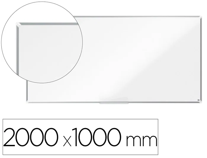 NOBO Pizarra blanca magnética Premium Plus de acero lacado con marco de aluminio 200x100 cm