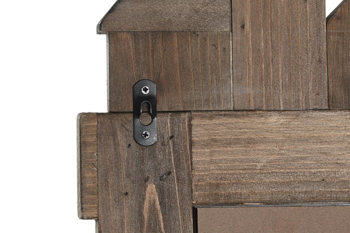 DKD Home Decor Espejo de Paulownia y Metal con Perchero Desgastado 40x9x68 cm