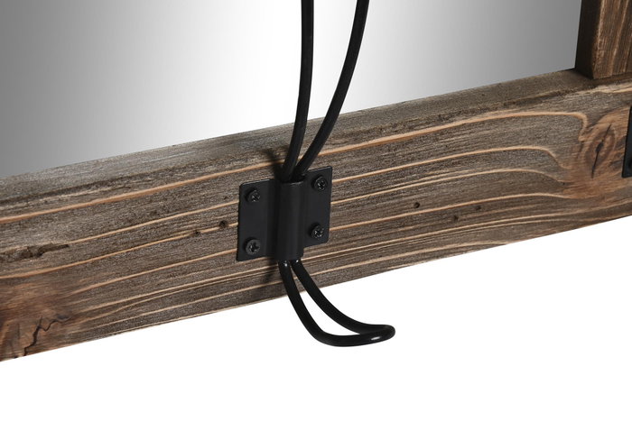 DKD Home Decor Espejo de Paulownia y Metal con Perchero Desgastado 40x9x68 cm
