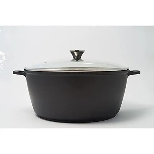 Baumalu Olla de cocción lenta de aluminio fundido antiadherente 2 capas Xylan Plus 13.4 Lt Ø 36 cm con tapa de vidrio negra Baumalu Olla de cocción lenta de aluminio fundido antiadherente 2 capas Xylan Plus 13.4 Lt Ø 36 cm con tapa de vidrio negra