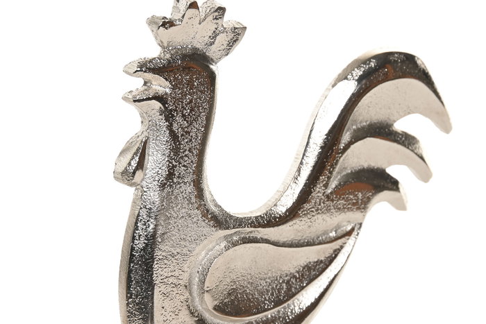 DKD Home Decor Set de 2 Figuritas de Gallo Gris en Aluminio y Mango