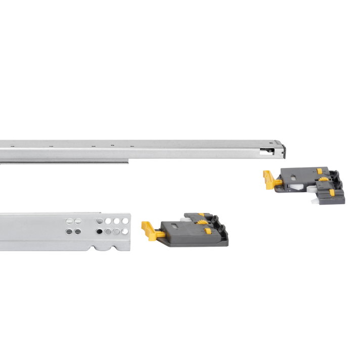 Emuca Juego de guías ocultas para cajones Silver, de extracción total, con cierre suave y enganche, profundidad 390mm, Acero, Cincado