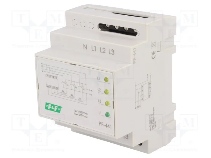 F&F PF-441 Relé de monitorización de tensión 3 x 230V AC 16A F&F PF-441 Relé de monitorización de tensión 3 x 230V AC 16A