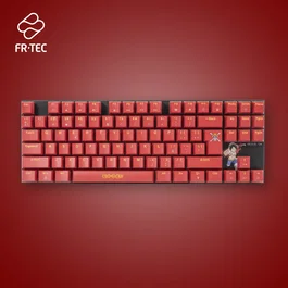 Blade Gaming Teclado Gaming Mecánico TKL OP4001 One Piece Oficial - Switch Marrón Táctil, Retroiluminación Roja LED, Borgoña, Inglés/Español