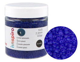 Innspiro Rocalla de Vidrio Redonda Glaseado Azul Fuerte 2,3mm 120g