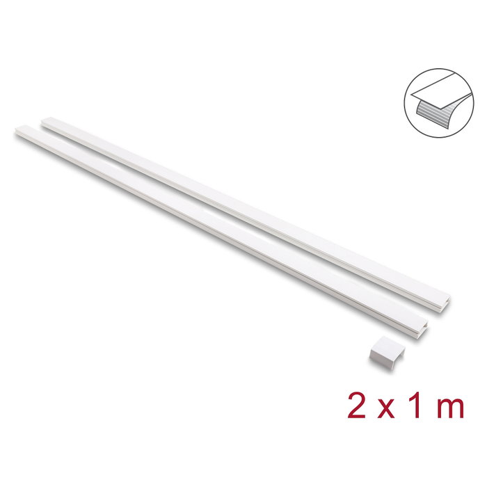 DeLOCK Pack de 2 Canaletas Autoadhesivas con Tapa Deslizante 30 x 14 mm, 1 m, Blanco DeLOCK Pack de 2 Canaletas Autoadhesivas con Tapa Deslizante 30 x 14 mm, 1 m, Blanco