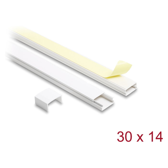 DeLOCK Pack de 2 Canaletas Autoadhesivas con Tapa Deslizante 30 x 14 mm, 1 m, Blanco DeLOCK Pack de 2 Canaletas Autoadhesivas con Tapa Deslizante 30 x 14 mm, 1 m, Blanco