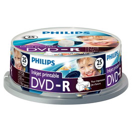 Philips DVD-R DM4I6B25F/00 - Paquete de 25 Unidades, Disco Óptico de 120 mm, 4.7 GB, 16x Velocidad de Grabación
