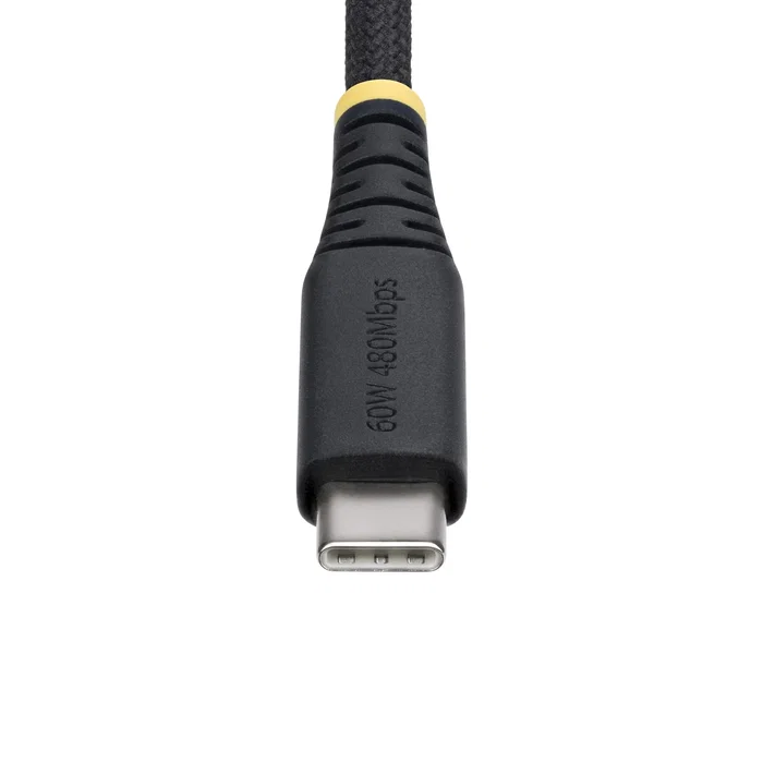 StarTech.com USB2CC2MNCBR - Cable USB C a USB C de carga de 2m, 60W, PD 3A, para portátil/móvil, Nylon Negro - USB 2.0