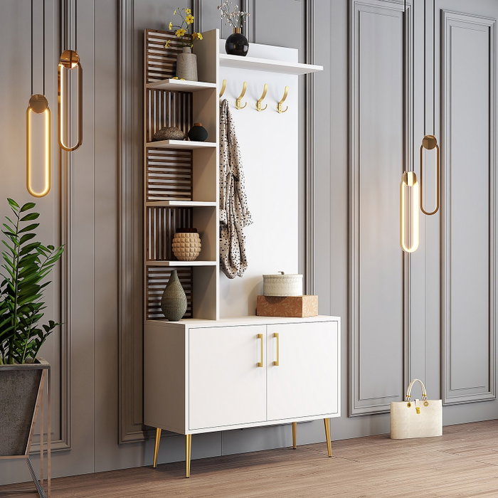 Hanah Home Recibidor Viyana D Blanco, Oro