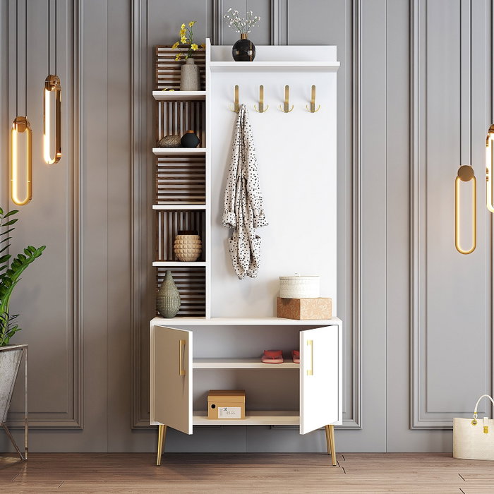 Hanah Home Recibidor Viyana D Blanco, Oro