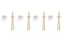 DKD Home Decor Set de Sushi 12 Piezas de Gres y Bambú Blanco y Natural