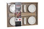DKD Home Decor Set de Sushi 12 Piezas de Gres y Bambú Blanco y Natural