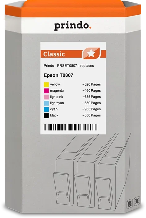 Prindo Classic Multipack Negro, Cian, Magenta, Amarillo, Cian (claro) y Magenta (claro) Prindo Classic Multipack Negro, Cian, Magenta, Amarillo, Cian (claro) y Magenta (claro)